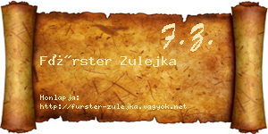 Fürster Zulejka névjegykártya